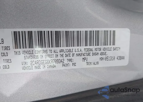 2019 Dodge Grand Caravan Gt from USA, damaged, VIN 2C4RDGEG6KR709342
